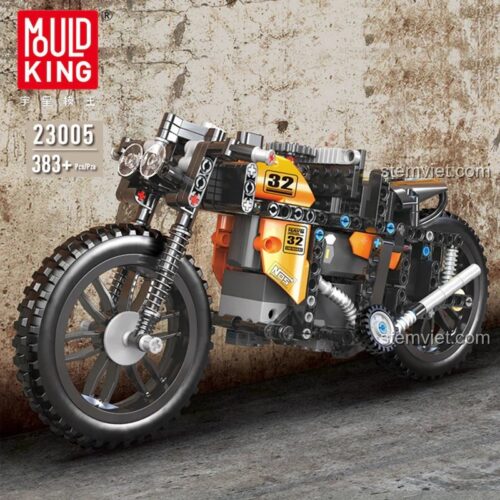 Hộp sản phẩm bộ lắp ráp Mô tô Đua Mould King 23005 chính hãng, hiển thị mô hình và số chi tiết.