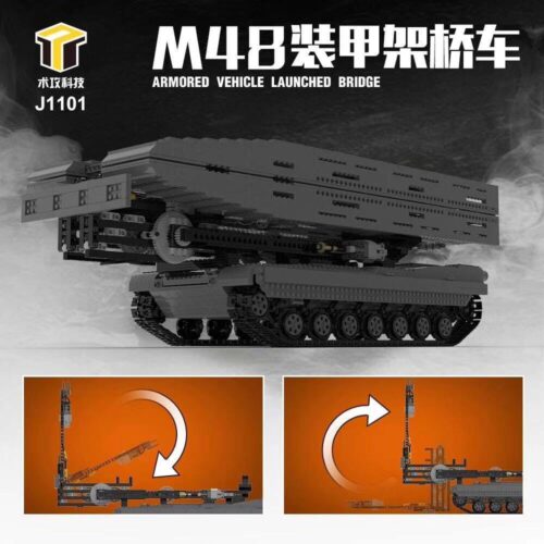 Bộ lắp ráp Xe Tăng Bắc Cầu M48 Mould King J1101, đồ chơi mô hình xe tăng quân sự tỉ lệ 1:18, phù hợp bé trai 14 tuổi, giá tốt.