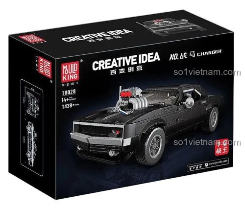 Hộp đựng bộ đồ chơi lắp ghép xe Dodge Charger MouldKing 10028, 1439 chi tiết, độ tuổi 14+