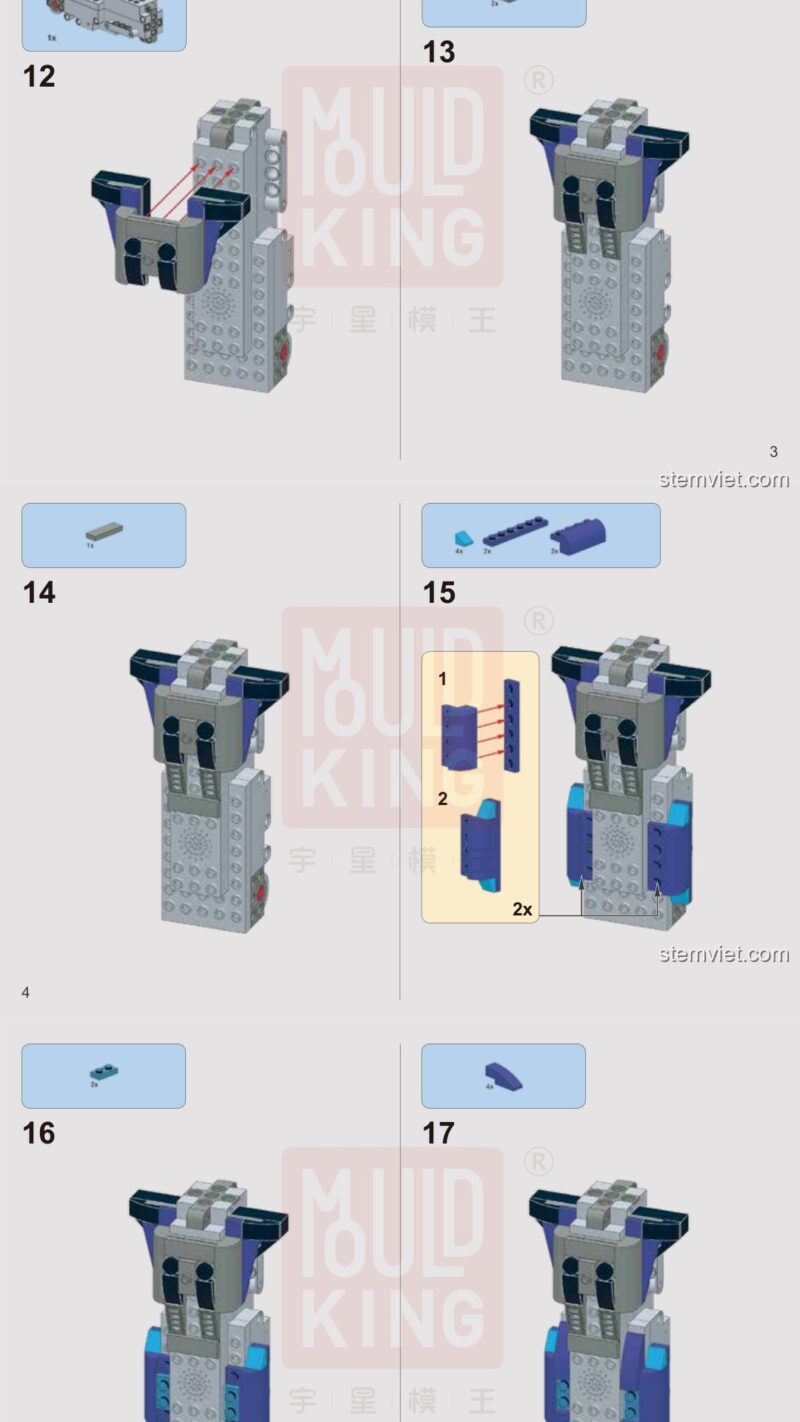 Robot Tím MouldKing 13003 hướng dẫn lắp ráp MouldKing 3003 Robot Thông Minh