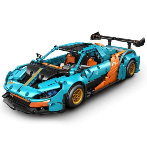 Mô hình McLaren P1 GTR màu xanh dương và cam, tỉ lệ 1:14, 936 chi tiết, điều khiển từ xa, dành cho bé trai 8 tuổi