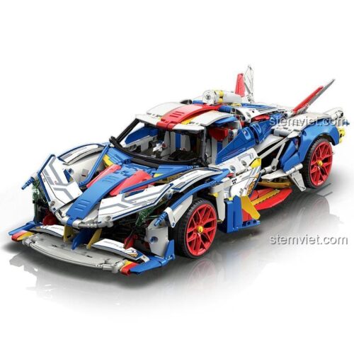 Mô hình xe đua Moyu Block MY88007A màu tím xanh lá, siêu xe thể thao EVO phong cách Gundam, đồ chơi lắp ráp cho bé trai 8 tuổi, giá tốt.