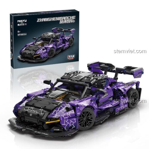 Hộp bộ lắp ghép Moyu Block MY88314 McLaren Senna GTR, đồ chơi mô hình siêu xe tốc độ đỉnh cao cho con trai 8 tuổi.