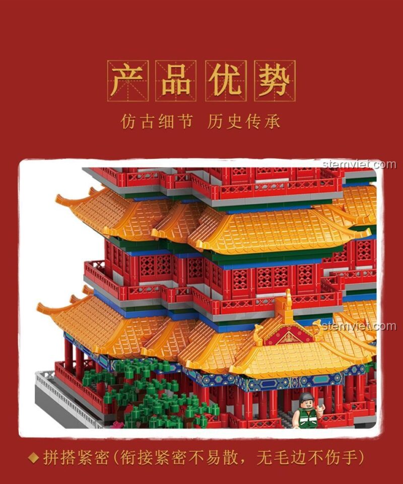 Ưu điểm sản phẩm Moyu Block MY92020: lắp ráp chặt chẽ, không dễ bung, không có gờ sắc, an toàn cho bé 8 tuổi, đồ chơi xây dựng chất lượng cao.