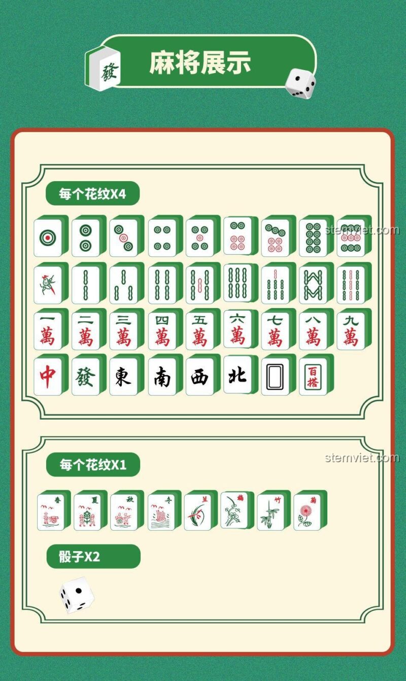 Cảnh chơi Bộ Xếp Hình Mạt Chược Moyu Block MY97049, board game Mạt chược, giải trí gia đình, phát triển tư duy