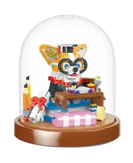 Bộ lắp ghép Chó MOCO MOYU BLOCK MY97082, mô hình chó giáo sư đáng yêu trong lồng kính trưng bày, phù hợp bé trai bé gái 8 tuổi, giá tốt