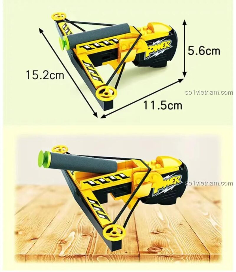 Đồ chơi lắp ráp QX2001 Nỏ Cầm Tay No Brand thể hiện kích thước mô hình 15.2x11.5x5.6cm, phù hợp bé trai 6 tuổi