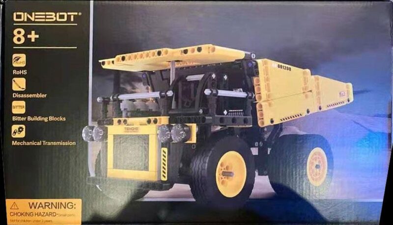 Hộp sản phẩm bộ lắp ráp Xe Tải Mỏ ONEBOT 001200, đồ chơi kỹ thuật cho bé trai 8 tuổi, giá rẻ.