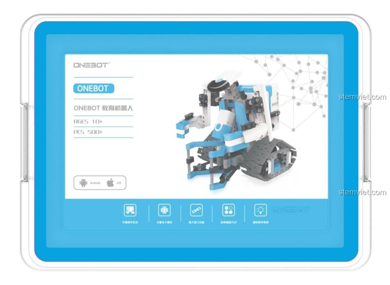 Toàn bộ 980 chi tiết của bộ lắp ráp Robot thông minh ONEBOT được xếp ngay ngắn, thể hiện sự đa dạng và phong phú.