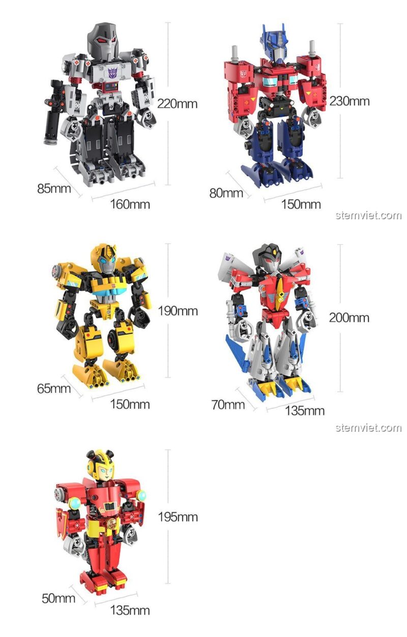 Mô hình Na Tra ONEBOT và Robot biến hình MITU OBBXJG100AIQI, ảnh thể hiện kích thước chi tiết của các mô hình, đồ chơi lắp ráp cho bé trai 6 tuổi, giá tốt
