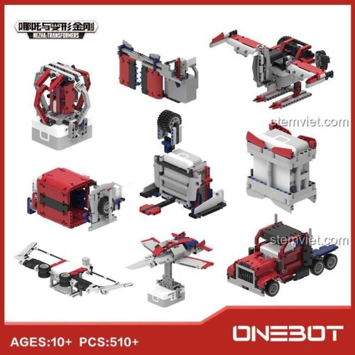 Hộp sản phẩm bộ lắp ráp Nezha Transformers ONEBOT OBTFS27AIQI, đồ chơi mô hình 510 mảnh, phù hợp bé trai 10 tuổi trở lên.