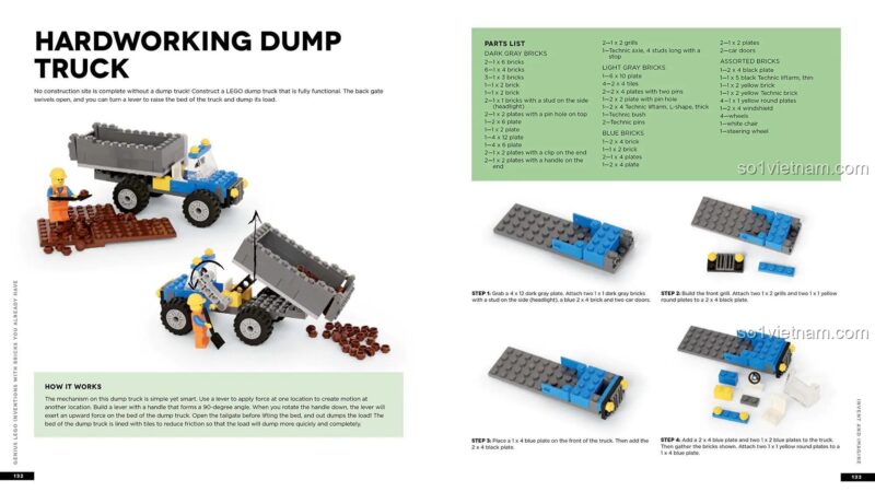 Sách chế tạo đồ chơi LEGO® Page Street Publishing hướng dẫn lắp xe tải, mô hình STEM cho bé 8 tuổi, chất lượng cao