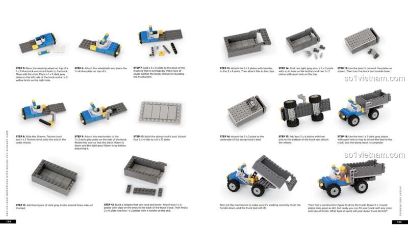 Sách hướng dẫn lắp ráp LEGO® Sáng Tạo ISBN9781624146787, các bước lắp xe tải chi tiết, phát triển kỹ năng giải quyết vấn đề
