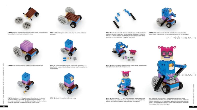 Sách ý tưởng LEGO® ISBN9781624146787, các bước lắp ráp robot Emma chi tiết, giúp bé khám phá kỹ thuật, giá tiết kiệm