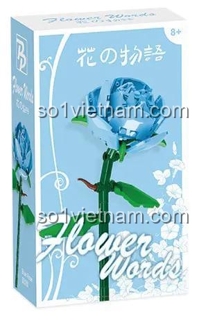 Hộp bộ lắp ghép Hoa Hồng Kể Chuyện PANBO 7803 màu xanh dương, đồ chơi mô hình Hoa Hồng cho bé gái 8 tuổi, chất lượng cao.