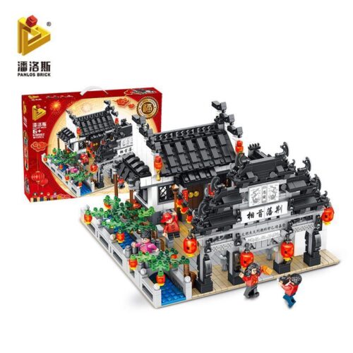Hộp bộ lắp ráp Panlos Brick 610002 Kiến trúc cổ Trung Hoa, mô hình nhà cổ An Huy 1872 mảnh cho bé 6 tuổi.