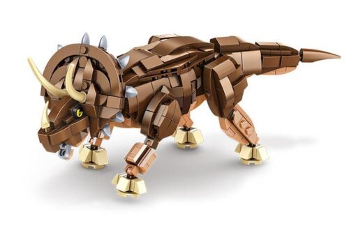Mô hình đồ chơi lắp ráp Khủng Long Ba Sừng Triceratops Panlos Brick 612007 màu nâu cho con trai 6 tuổi.