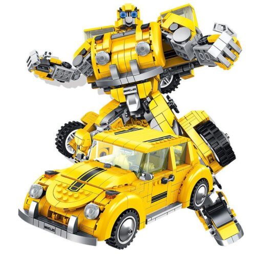 Bộ đồ chơi lắp ráp Panlos Brick 621019 Robot Biến Hình Đại Hoàng Phong 8 trong 1 màu vàng đen, mô tả chi tiết khả năng biến hình từ robot sang xe Volkswagen Beetle, phù hợp cho bé trai 6 tuổi, giá tốt.