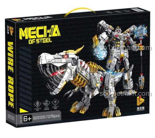 Hộp sản phẩm bộ lắp ráp Panlos Brick 621025 Robot Khủng long bạo chúa Grimlock, món quà tuyệt vời cho bé trai.
