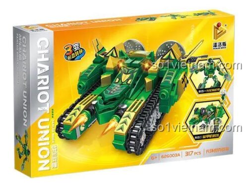 Hộp đồ chơi lắp ráp Xe Tăng Biến Hình Robot Panlos Brick 626003A, quà tặng cho con trai 6 tuổi.