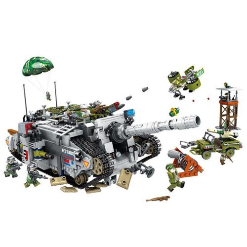 Toàn cảnh bộ lắp ráp Xe Tăng Hạng Nặng Jagdtiger Panlos Brick 631008 với 1735 chi tiết, 8 lính và các phương tiện phụ, đồ chơi cho bé trai 6 tuổi giá rẻ.