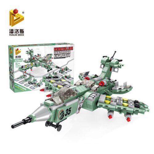Hộp sản phẩm bộ lắp ráp Panlos Brick 633017 Máy bay chiến đấu Destroyer Fighter Ultraman. Đồ chơi cho bé trai 6+ tuổi, giá rẻ.