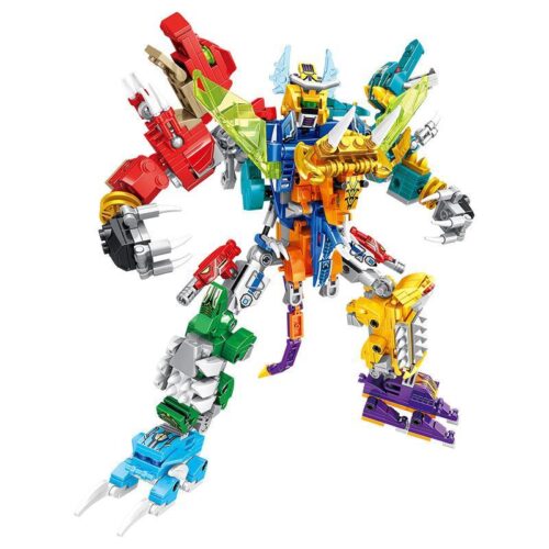 Mô hình Robot Khủng Long Hợp Thể từ bộ lắp ráp Panlos Brick 633068, một đồ chơi sáng tạo cho bé trai 6 tuổi, giá rẻ.