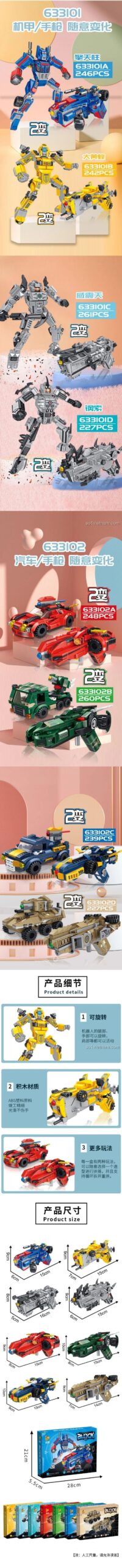 Đồ chơi mô hình robot biến hình Transformer Panlos Brick 633102, chất lượng cao, tương thích LEGO® cho con trai.