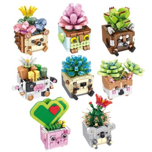 Bộ sưu tập cây cảnh mini Panlos Brick 655013 đa dạng 8 loại, đồ chơi lắp ghép sáng tạo cho bé gái 6 tuổi, giá tốt.