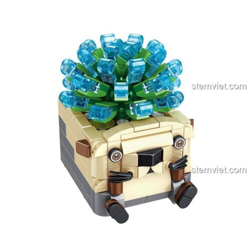 Mô hình cây cảnh mini Panlos Brick 655013 màu xanh dương độc đáo, bộ đồ chơi xếp hình cho bé gái, rèn luyện sự khéo léo.