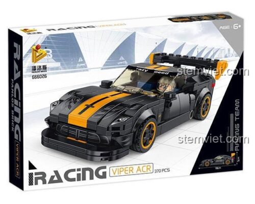 Hộp sản phẩm bộ lắp ráp Siêu xe Dodge Viper ACR Panlos Brick 666026, món quà giá tốt cho bé trai mê tốc độ.