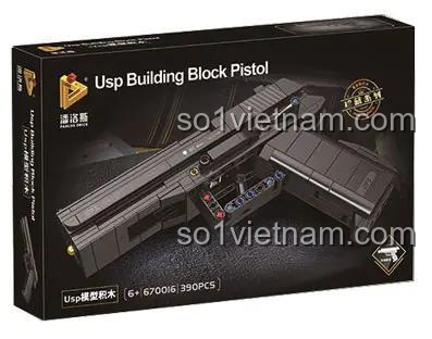 Hộp đựng mô hình súng USP Panlos Brick 670016, đồ chơi lắp ráp cho bé trai 6 tuổi