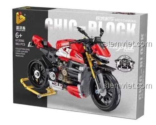 Hộp sản phẩm của bộ xếp hình 672006, mô hình Siêu mô tô Streetfighter V4 SP từ hãng Panlos Brick, món quà giá tốt.