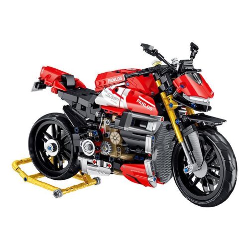 Mô hình lắp ráp Panlos Brick 672006 Mô tô Streetfighter V4 SP màu đỏ đen, một bộ đồ chơi mô hình hấp dẫn cho con trai 14 tuổi.