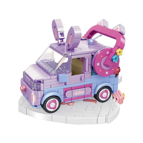Bộ lắp ghép Xe Wuling Hongguang MINIEV phiên bản Thỏ Ngọc Panlos Brick 685007 màu tím hồng đáng yêu cho bé gái 6 tuổi, giá rẻ.
