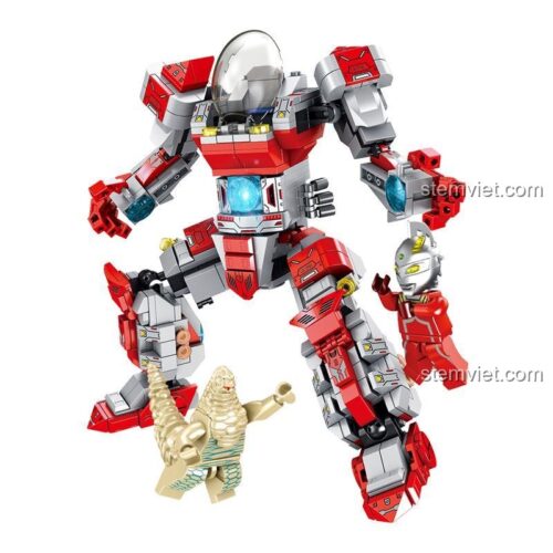 Đồ chơi mô hình Mecha Ultraman Seven 690004A chính hãng Panlos Brick, gồm 475 mảnh ghép, quà tặng sáng tạo cho con trai.