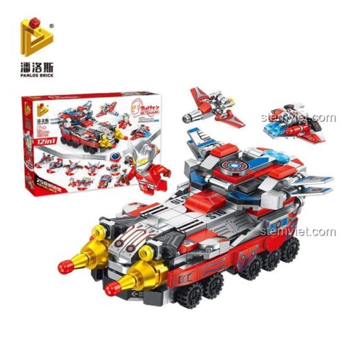 Hộp đồ chơi mô hình Chiến Xa Bay của Ultraman Panlos Brick 690012. Món quà sáng tạo cho con trai 6 tuổi.