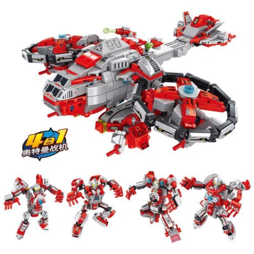 Bộ lắp ráp Máy bay chiến đấu Ultraman 4 kiểu hợp thể Panlos Brick 690025, đồ chơi mô hình Robot Ultraman cho bé trai 6 tuổi, giá tốt.
