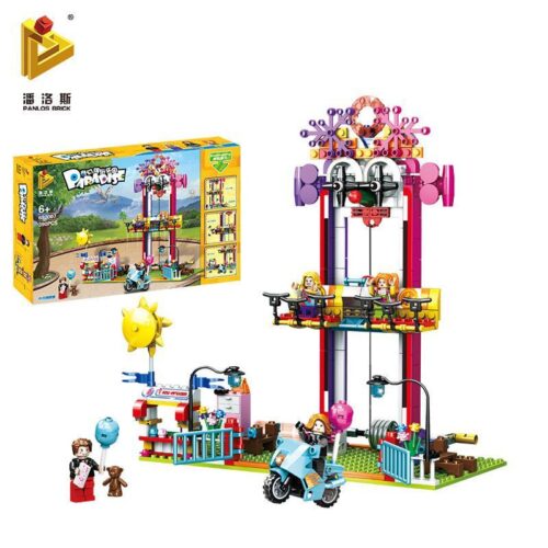 Bộ lắp ghép Panlos Brick 692007 Khu Vui Chơi Kỳ Ảo Tháp Rơi Tự Do Chú Hề, đồ chơi lắp ráp cho bé gái 6 tuổi, giá tốt, hộp sản phẩm