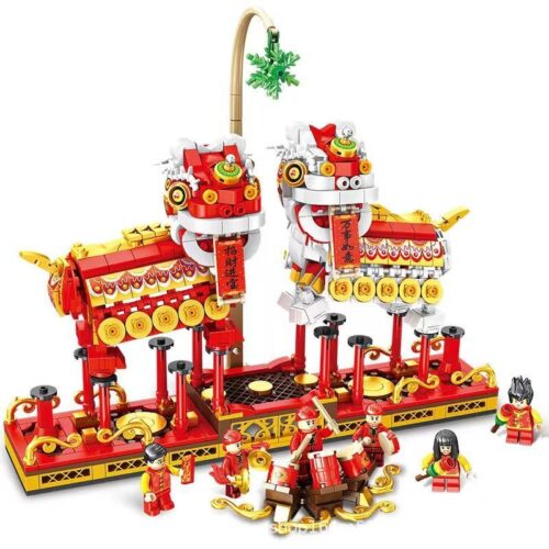 Hộp đồ chơi lắp ráp Múa Sư Tử PanlosBrick 610007, thể hiện rõ số lượng 1161 mảnh ghép, là món quà giá tốt cho bé 6 tuổi yêu thích văn hóa truyền thống.