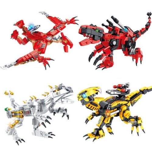 Bộ đồ chơi Khủng Long Cơ Khí PanlosBrick 626001, 4 mô hình khủng long robot biến hình hạng nặng, phù hợp bé trai 6 tuổi, giá tốt