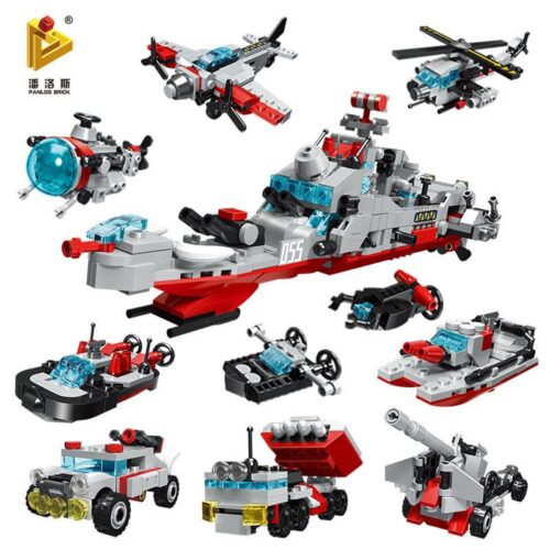PanlosBrick 633004-D Tàu Khu Trục Tên Lửa 055 8 trong 1 - Bộ đồ chơi lắp ghép quân sự cho bé trai