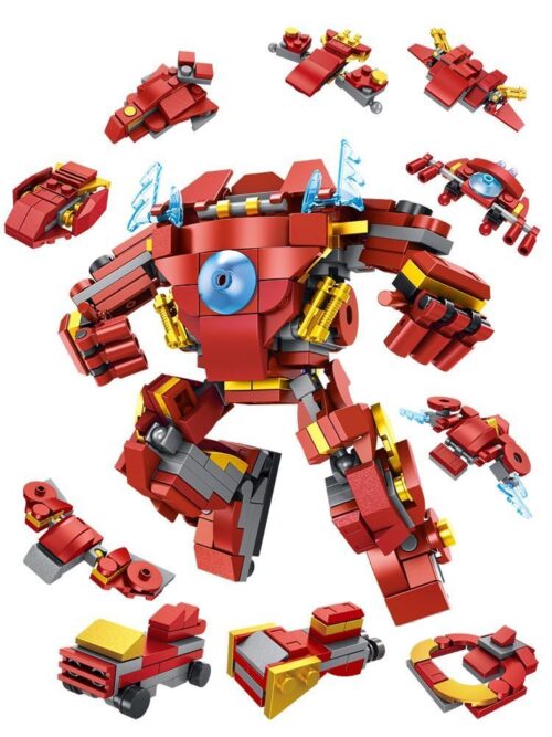 Bộ đồ chơi PanlosBrick 633030H Robot Giáp Sắt Hợp Thể 10 Kiểu màu đỏ xám vàng, đồ chơi lắp ghép Robot Chiến Giáp cho bé trai 6 tuổi, giá tốt
