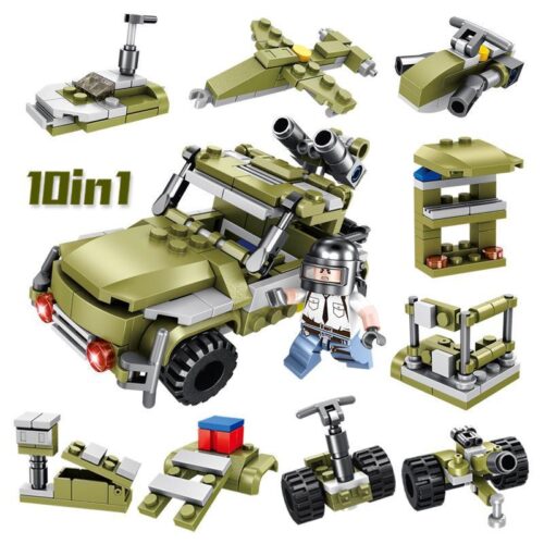 Bộ lắp ráp PanlosBrick 633032C Xe Jeep Quân Sự 10 trong 1, đồ chơi mô hình quân sự đa năng cho bé trai 6 tuổi, giá tốt.