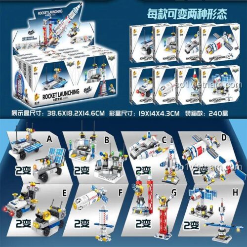 Hộp sản phẩm đồ chơi lắp ráp PanlosBrick, bộ đồ chơi lắp ráp 8 mẫu nhỏ thành 1 lớn, đồ chơi sáng tạo cho bé trai 6 tuổi