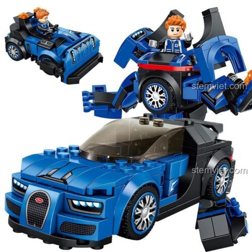 Bộ lắp ghép xe đua Racing Car Vua Tốc Độ PanlosBrick 661001A - Xe màu xanh dương