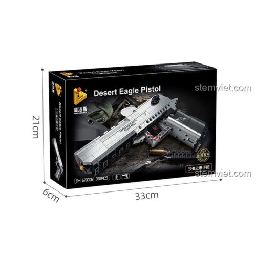 Hộp sản phẩm súng lục băng đạn sa mạc PanlosBrick 670006, bộ đồ chơi lắp ráp mô hình súng lục, đồ chơi giáo dục cho bé trai 6 tuổi, chi tiết tinh xảo, giá tốt