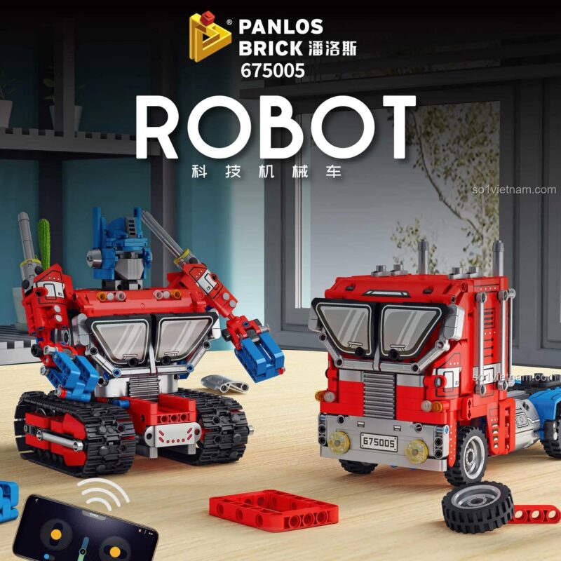 đồ chơi lắp ráp PanlosBrick 675005 Robot Optimus Prime và Xe Tải Biến Hình Điều Khiển Từ Xa cho bé trai 6 tuổi