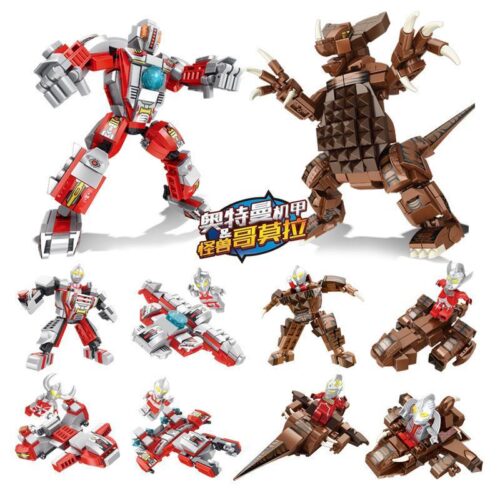 Bộ lắp ráp PanlosBrick 690024 Ultraman Cơ Giáp và Quái Vật Gomora, đồ chơi mô hình cho bé trai 6 tuổi, giá tốt, giúp phát triển tư duy sáng tạo.