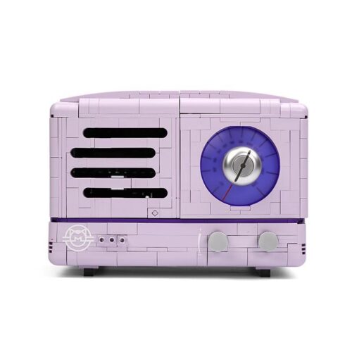 Mô hình hoàn thiện của bộ lắp ghép Đài Radio Cổ Điển Pantasy 11015 màu tím pastel, một món đồ chơi mô hình độc đáo cho con gái 14 tuổi.